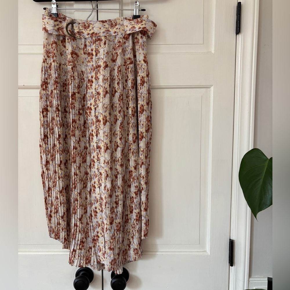 NEW ULLA JOHNSON‎ Charline Floral Pleated Midi Skirt Belted NWT Size 2 100% Silk - Picture 6 of 16